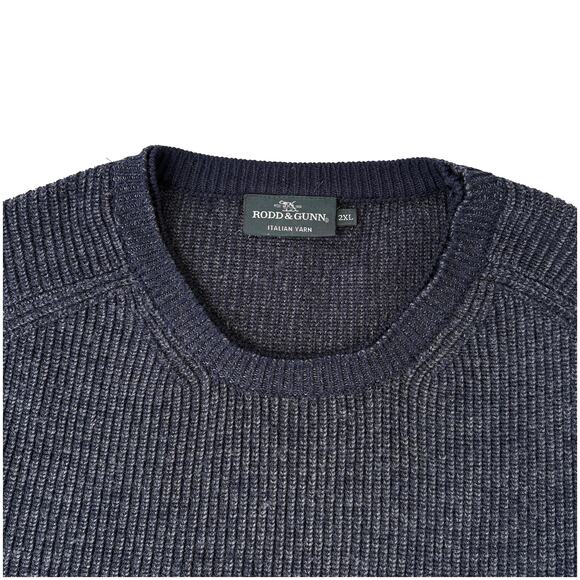 Rodd & Gunn Merino Wool Chunky Fisherman Rib Knit Sweater Italian Yarn Navy 2XL - Picture 4 of 7